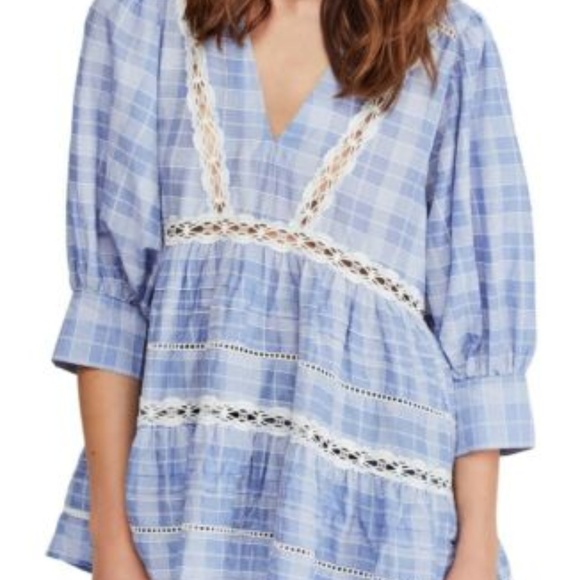 Tunique Free People Time Out - Coton Dentelle Bleu, Taille M, Neuve Avec étiquette